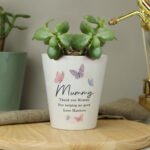Personalised Any Message Butterflies Design Ceramic Plant Pot - Image 3