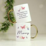 Personalised Butterflies Design Gold Handled Ceramic Mug - Image 3