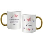 Personalised Butterflies Design Gold Handled Ceramic Mug - Image 4