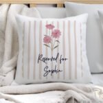 Personalised Any Message Floral Stripe Design Filled Cushion