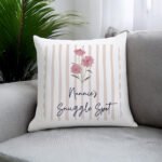 Personalised Any Message Floral Stripe Design Filled Cushion - Image 3