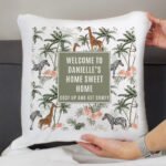 Personalised Any Message Jungle Print Design Filled Cushion - Image 2