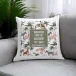 Personalised Any Message Jungle Print Design Filled Cushion - Image 3