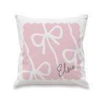 Personalised Name Only Pink Bow Design Filled Cushion - Image 4