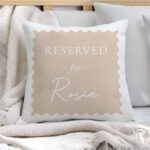 Personalised Name Only Cream 'Reserved For' Filled Cushion