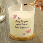 Personalised Butterflies Design Scented Frosted Glass Jar Candle