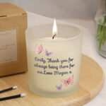 Personalised Butterflies Design Scented Frosted Glass Jar Candle - Image 3