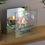 Personalised Butterflies Design Mirrored Glass Tea Light Candle Holder - Image 2