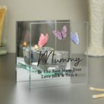 Personalised Butterflies Design Mirrored Glass Tea Light Candle Holder - Image 3