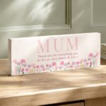 Personalised Any Message Floral Design Wooden Mum Ornament