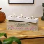 Personalised Any Message Floral Design Wooden Triple Tea Light Candle Box - Image 3