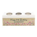 Personalised Any Message Floral Design Wooden Triple Tea Light Candle Box - Image 4