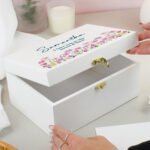 Personalised Any Message Floral Design White Wooden Keepsake Box - Image 2