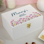 Personalised Any Message Floral Design White Wooden Keepsake Box - Image 3