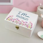 Personalised Any Message Floral Design White Wooden Keepsake Box - Image 4