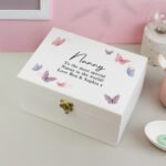 Personalised Any Message Butterflies Design White Wooden Keepsake Box - Image 4