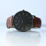 Architect London Men's Minimalist Own Handwriting Watch With Walnut Leather Strap