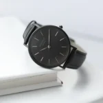 Architect London Men's Minimalist Modern Font Engraving Watch With Jet Black Leather Strap