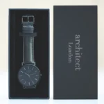 Architect London Men's Minimalist Modern Font Engraving Watch With Jet Black Leather Strap - Image 4