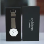 Architect London Zephyr Men's Minimalist Own Handwriting Watch With Urban Grey Leather Strap - Image 4