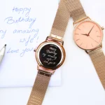 Architect London Ladies Own Handwriting Coral Face Watch With Rose Gold Mesh Strap - Image 2