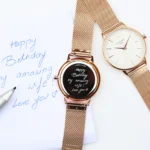 Architect London Ladies Own Handwriting White Face Watch With Rose Gold Mesh Strap - Image 2