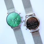 Architect London Men's Motivator Modern Font Engraving Green Face Watch With Silver Mesh Strap - Image 5