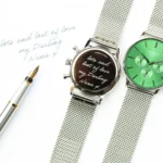 Architect London Men's Motivator Own Handwriting Green Face Watch With Silver Mesh Strap - Image 4