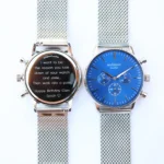 Architect London Men's Motivator Modern Font Engraving Blue Face Watch With Silver Mesh Strap - Image 5