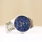 Architect London Apollo Men's Modern Font Engraving Blue Face Watch With Silver Strap - Image 4