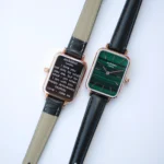 Architect London Lille Ladies Modern Font Engraving Pine Green Face Watch With Black Leather Strap - Image 2