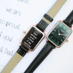 Architect London Lille Ladies Own Handwriting Pine Green Face Watch With Black Leather Strap - Image 2