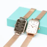 Architect London Lille Ladies Modern Font Engraving White Face Watch With Rose Gold Mesh Strap - Image 2