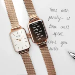 Architect London Lille Ladies Own Handwriting White Face Watch With Rose Gold Mesh Strap - Image 3
