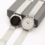 Architect London Ladies Modern Font Engraving Blanc Watch With Silver Bezel + Silver Mesh Strap - Image 3