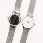 Architect London Ladies Modern Font Engraving Blanc Watch With Silver Bezel + Silver Mesh Strap - Image 2