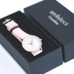 Architect London Ladies Modern Font Engraving Blanc Watch With Silver Bezel + Light Pink Leather Strap - Image 3