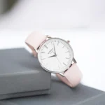 Architect London Ladies Modern Font Engraving Blanc Watch With Silver Bezel + Light Pink Leather Strap - Image 4