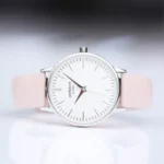 Architect London Ladies Own Handwriting Blanc Watch With Silver Bezel + Pink Leather Strap