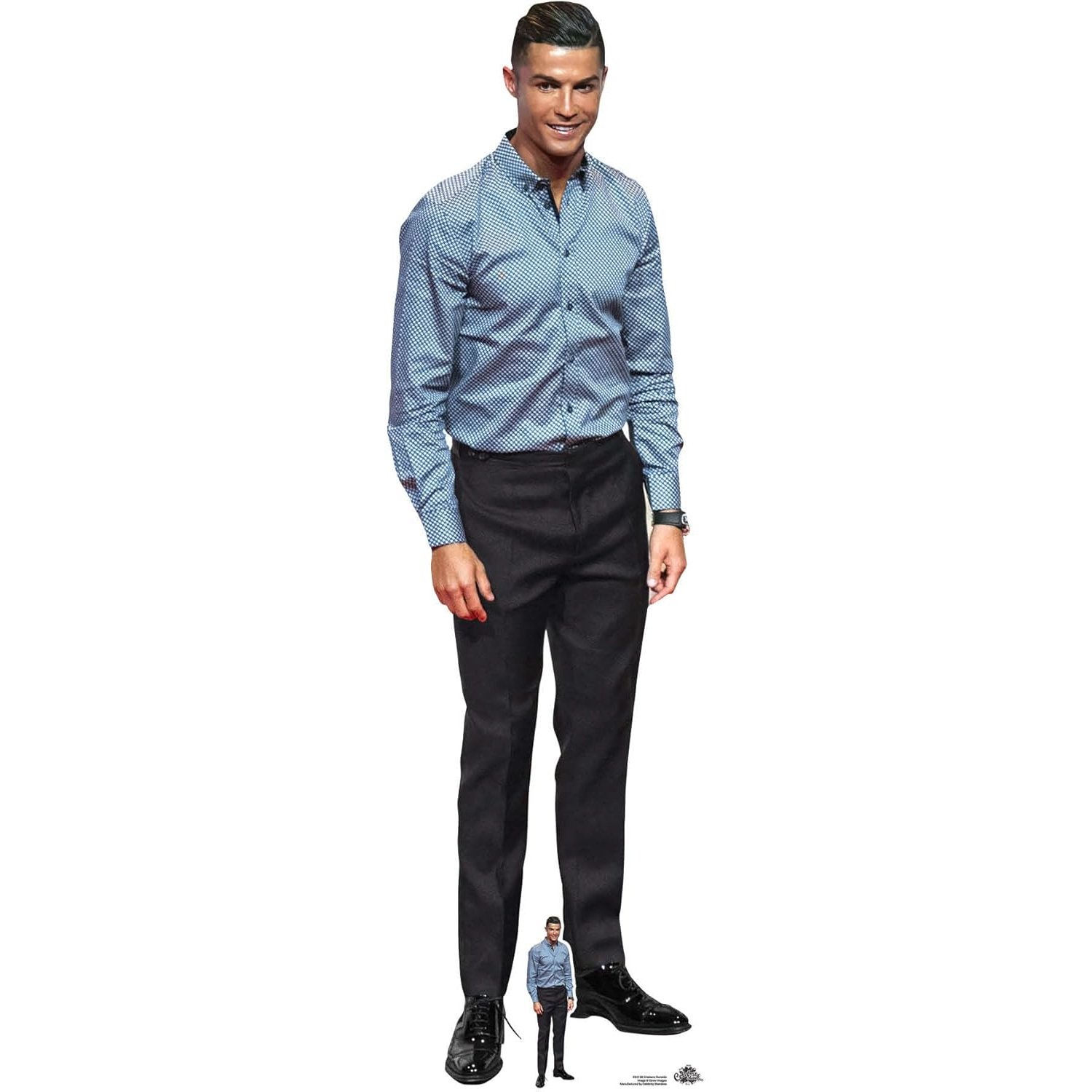 CS1138 Cristiano Ronaldo 'Blue Shirt' (Portuguese Footballer) Lifesize + Mini Cardboard Cutout Standee Cristiano Ronaldo 'Blue Shirt' (Portuguese Footballer) Lifesize + Mini Cardboard Cutout / Standee - Image 1