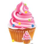 Pink Cupcake Swirl (Party Decoration) Large + Mini Cardboard Cutout / Standee