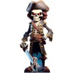 Cartoon Pirate Skeleton (Halloween) Lifesize + Mini Cardboard Cutout / Standee