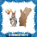 Easter Bunny Rabbit with Balloons & Blue Jacket Lifesize + Mini Cardboard Cutout / Standee - Image 2
