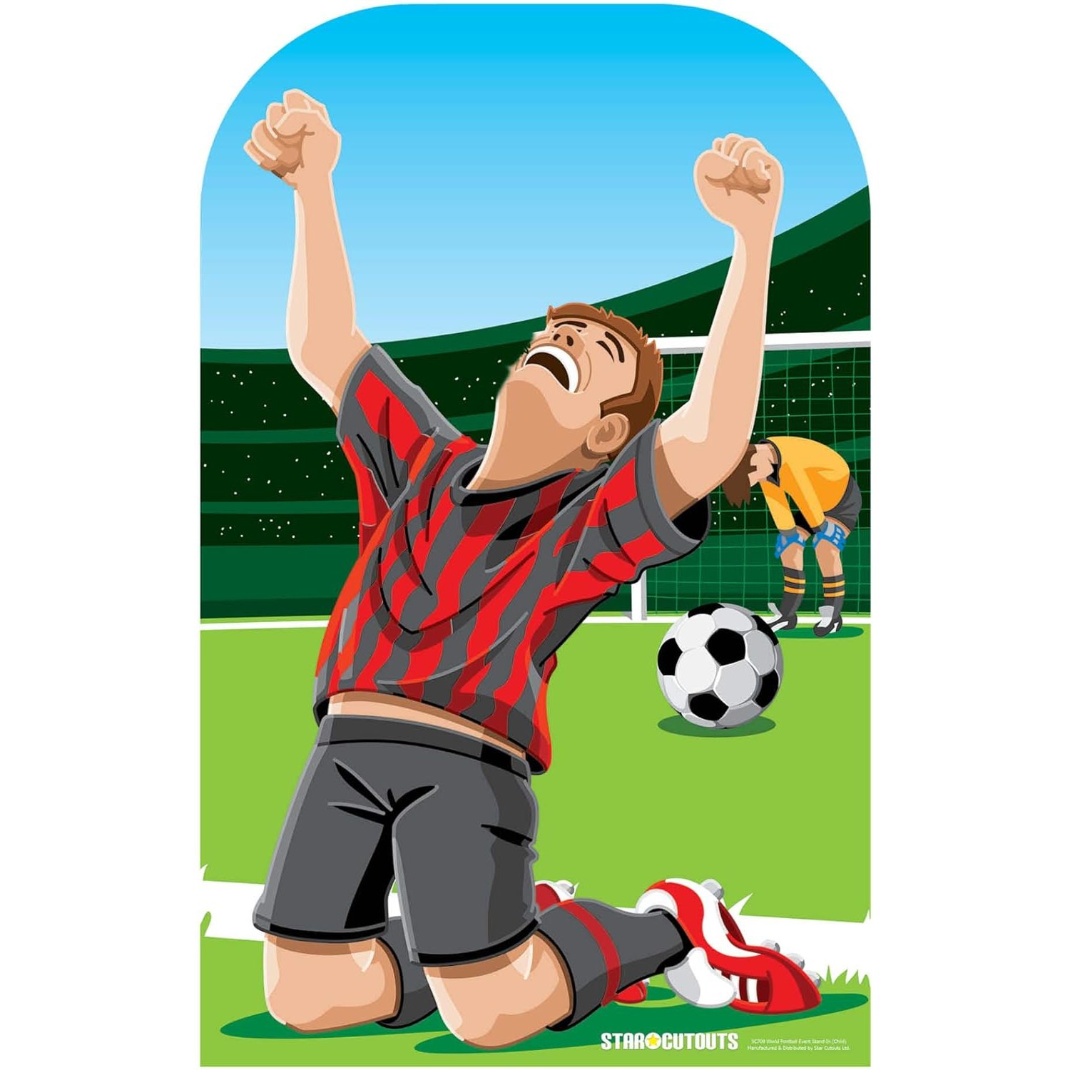 SC709 Football Goal Celebration Child Size Stand-In Cardboard Cutout Standee Football Goal Celebration Child Size Stand-In Cardboard Cutout / Standee - Image 1