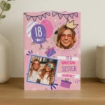 Personalised Any Message Multi Photo Upload Pink Birthday Card