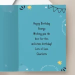 Personalised Any Message Multi Photo Upload Blue Birthday Card - Image 2