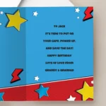 Personalised Children's Photo Upload Superhero Themed Birthday Card - Image 2