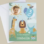Personalised Children's Photo Upload Safari Animals Design Birthday Card