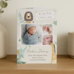 Personalised Safari Animals New Baby Photo Upload Card