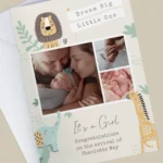Personalised Safari Animals New Baby Photo Upload Card - Image 3